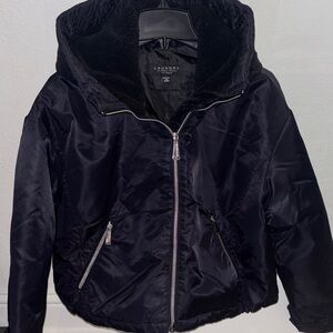 Black Cropped Hooded Jacket by Laundry